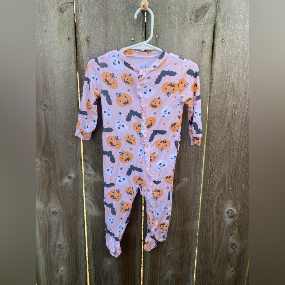 Milk berry Pink Halloween Ruffles Romper‎ 6-9 months